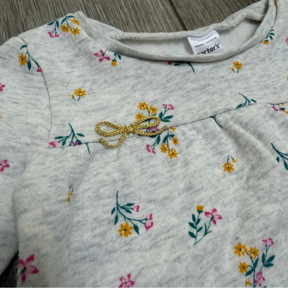 CARTERS 2PC FLEECE LONG SLEEVE SHIRT AND LEGGINGS OUTFIT FLORAL 24MO